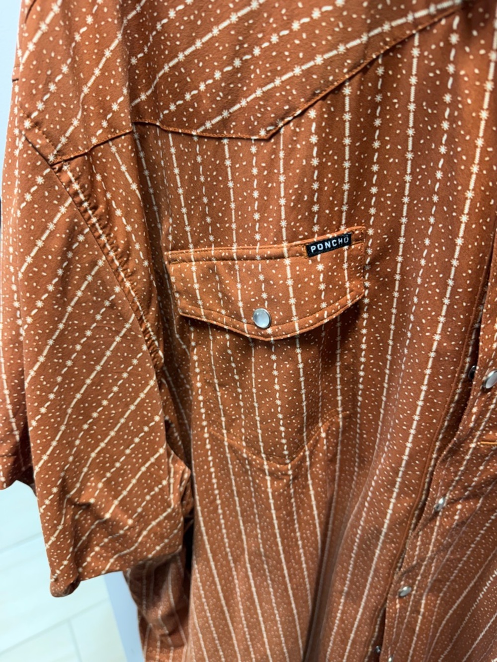 Rust Stripe Short-Sleeve Button-Up Shirt by RVCA - Picture 3 of 9